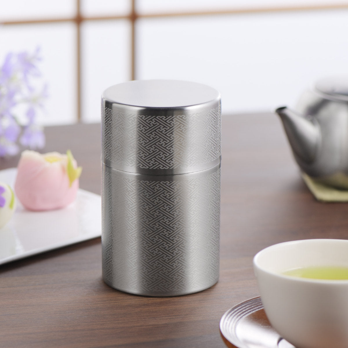 茶筒 400ml 郷技 ステンレス茶筒 大 紗綾 茶箕付き – ハウジー