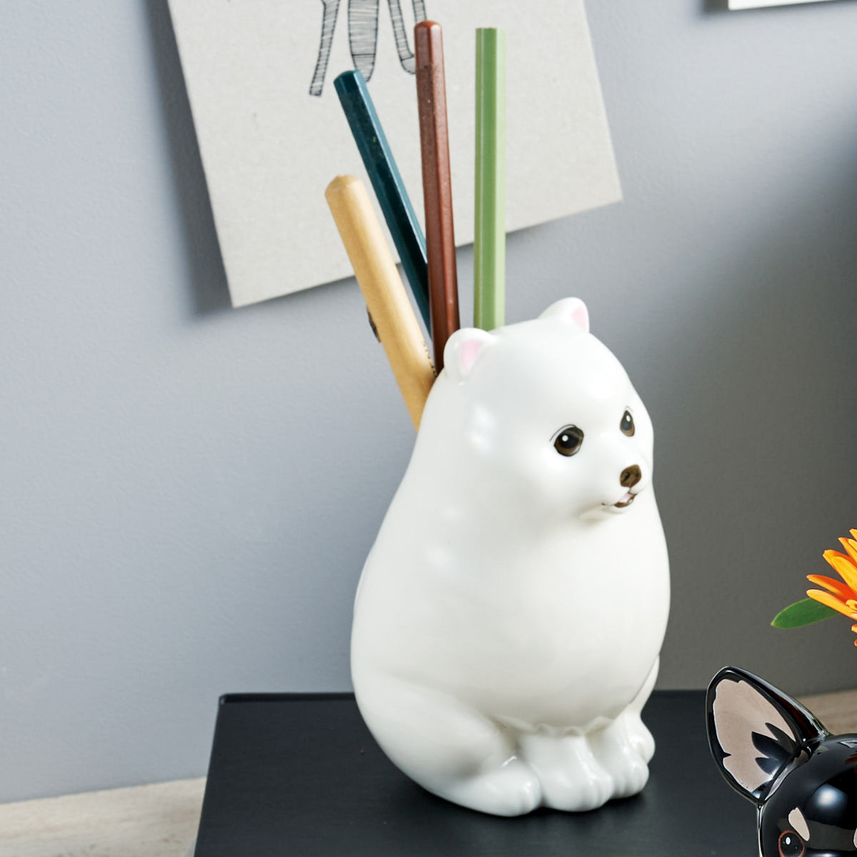 花瓶 ペン立て フラワー&ペンスタンド 犬 – ハウジー