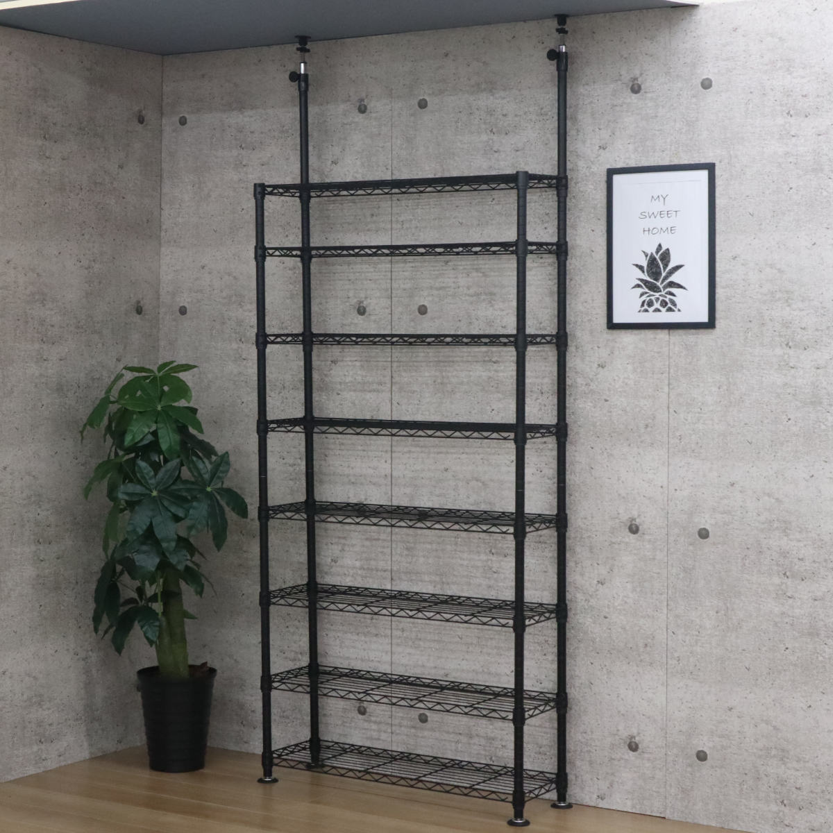 突っ張り スチールラック 幅93cm 8段 高耐荷重 簡単組立 – ハウジー