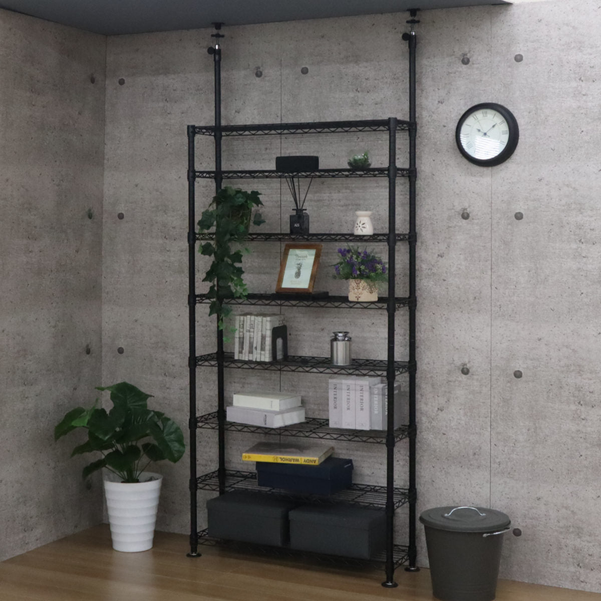突っ張り スチールラック 幅93cm 8段 高耐荷重 簡単組立 – ハウジー