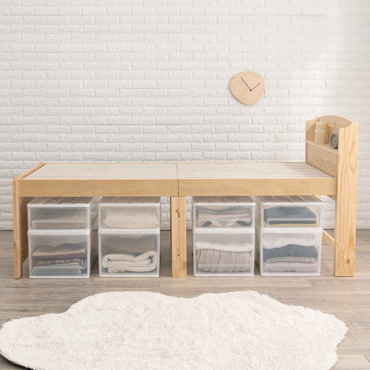 ベッドセミダブル高さ3段階調節宮棚2口コンセント付すのこ