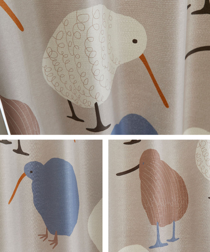 カーテン遮光2級テクテクキーウィ100×135cmスミノエ形状記憶加工ウォッシャブル