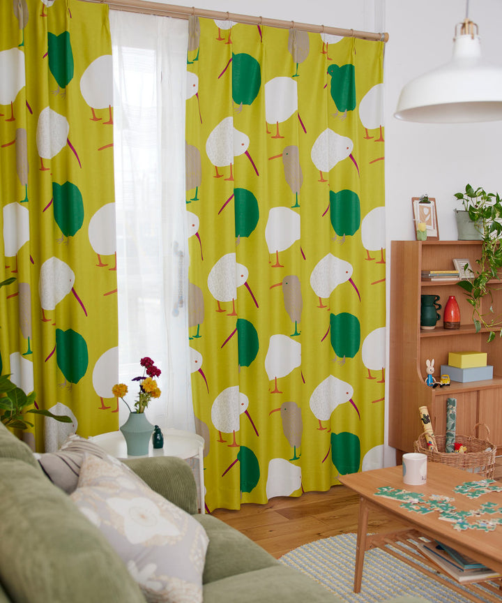 カーテン遮光2級テクテクキーウィ100×135cmスミノエ形状記憶加工ウォッシャブル