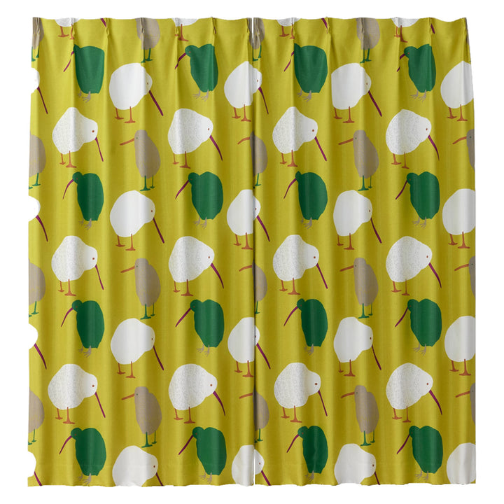 カーテン遮光2級テクテクキーウィ100×135cmスミノエ形状記憶加工ウォッシャブル