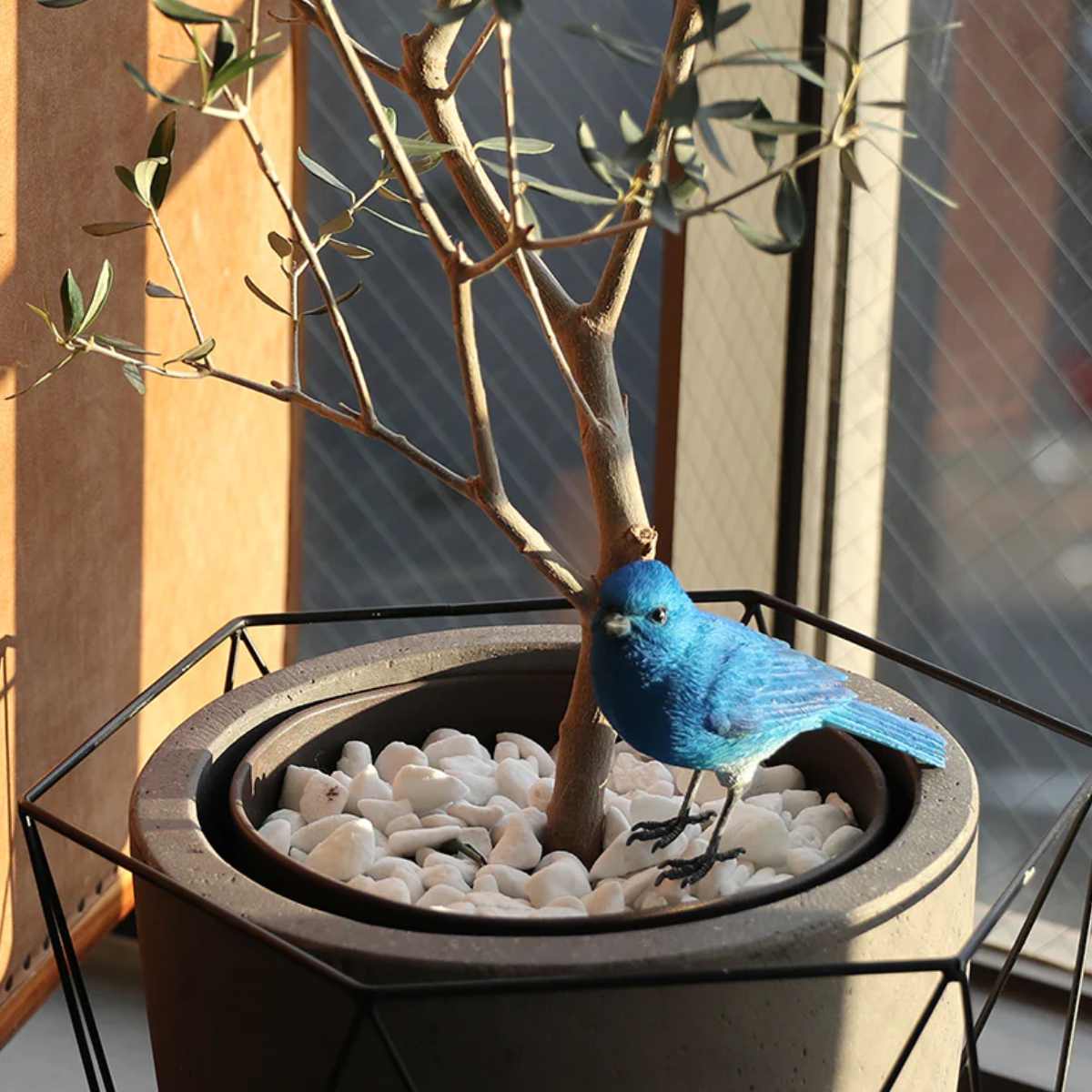 小鳥　2羽　陶器製　置物　ブルーバード オブジェ BIRDIE BILL BLUE BIRD ブルーバード マグネット付き – ハウジー