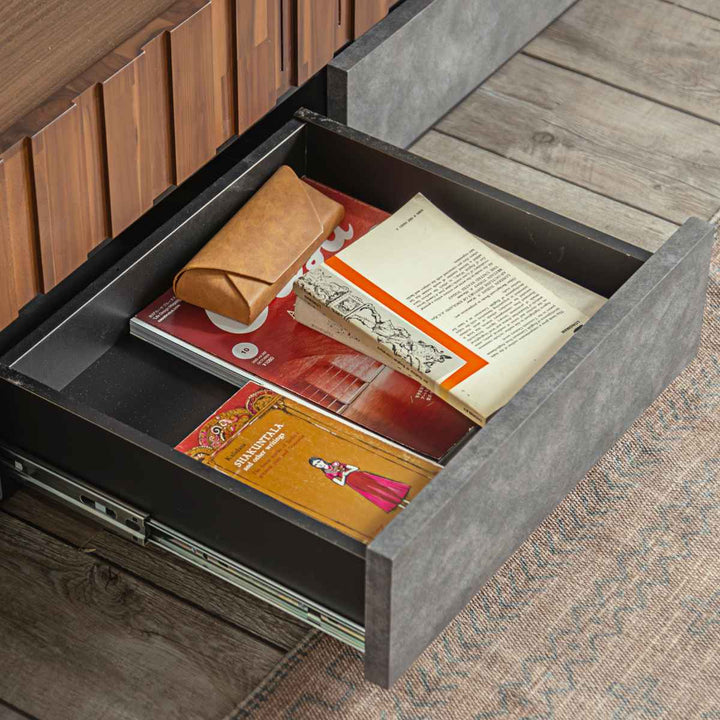 テレビ台幅179.9cmローボードコンクリート調アカシア材モダンデザイン