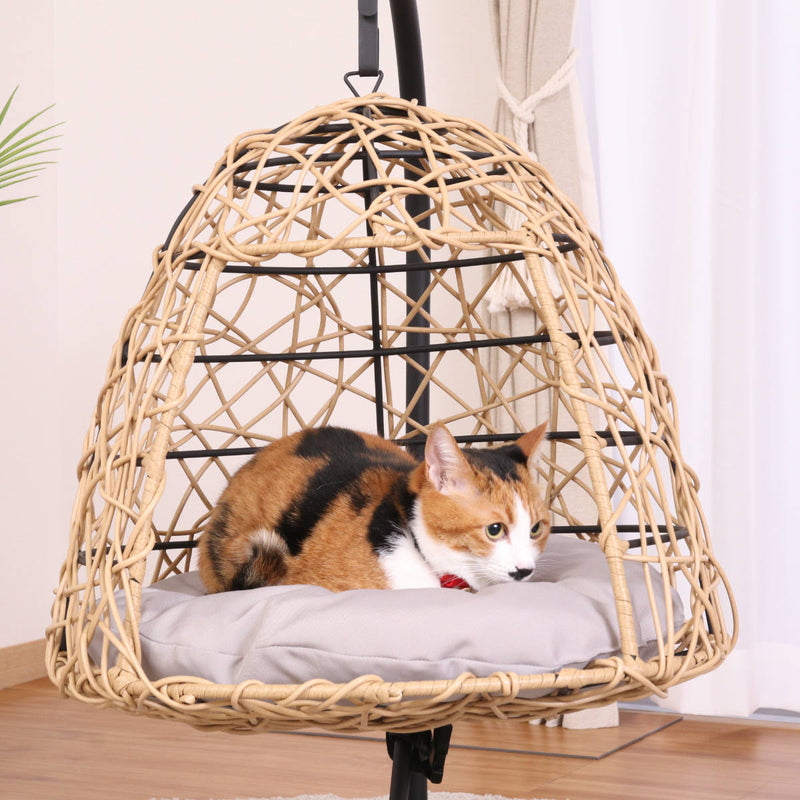 ペットベッドハンギングチェアペット用ドーム型吊り下げラタン調猫