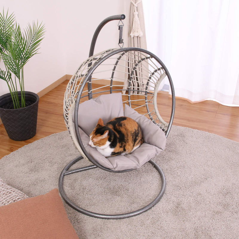 ペットベッドハンギングチェアペット用半円型吊り下げラタン調猫