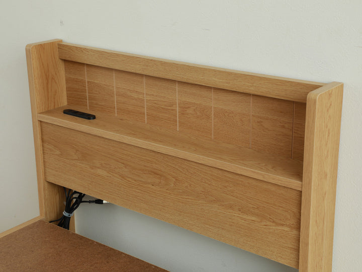 収納付きベッド小さめショートシングル101×192cm引出し2杯宮棚2口コンセント日本製