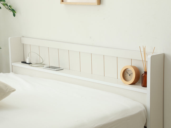 収納付きベッドシングル引出し2杯宮棚2口コンセント日本製