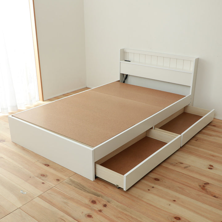 収納付きベッドシングル引出し2杯宮棚2口コンセント日本製