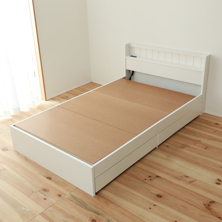 収納付きベッドシングル引出し2杯宮棚2口コンセント日本製