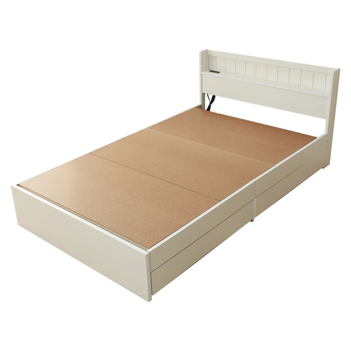 収納付きベッドシングル引出し2杯宮棚2口コンセント日本製