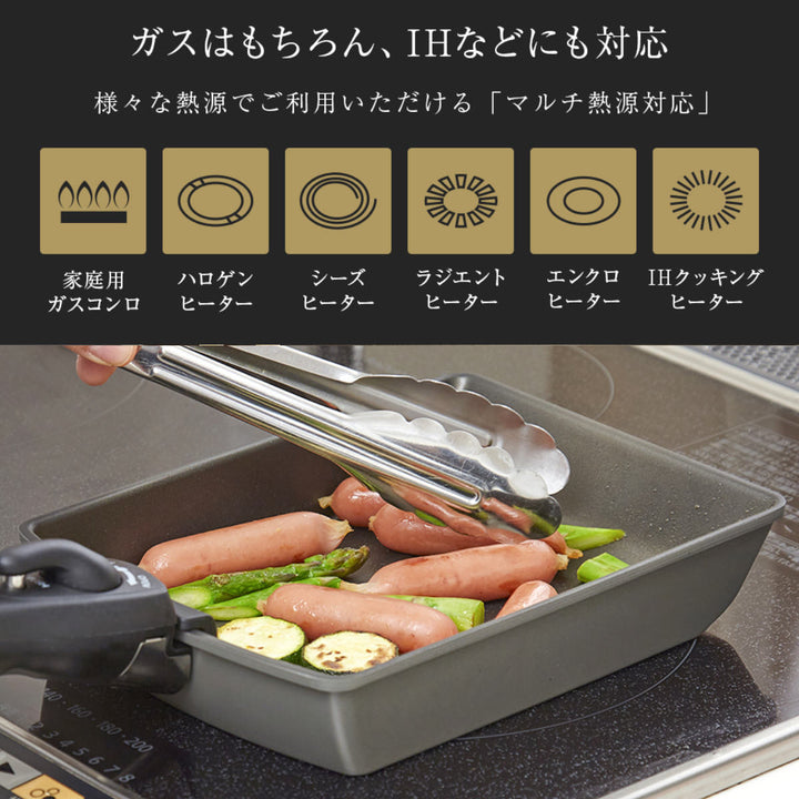 玉子焼き器IH対応着脱ハンドル式チタンシェフ