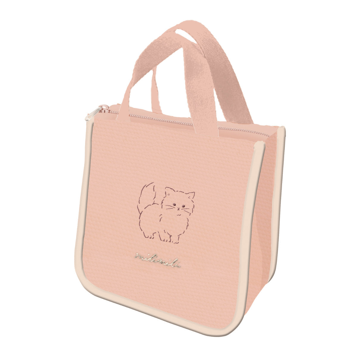 m*e様 ハンドメイド　トートバッグ&ミニポーチベージュ ピンク　猫クマうさぎ ランチバッグ ミリミリ 保冷トート – ハウジー