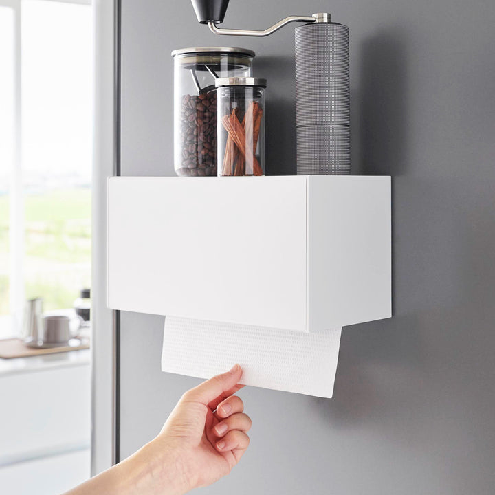 山崎実業towerマグネットトレー付きペーパータオルディスペンサータワー