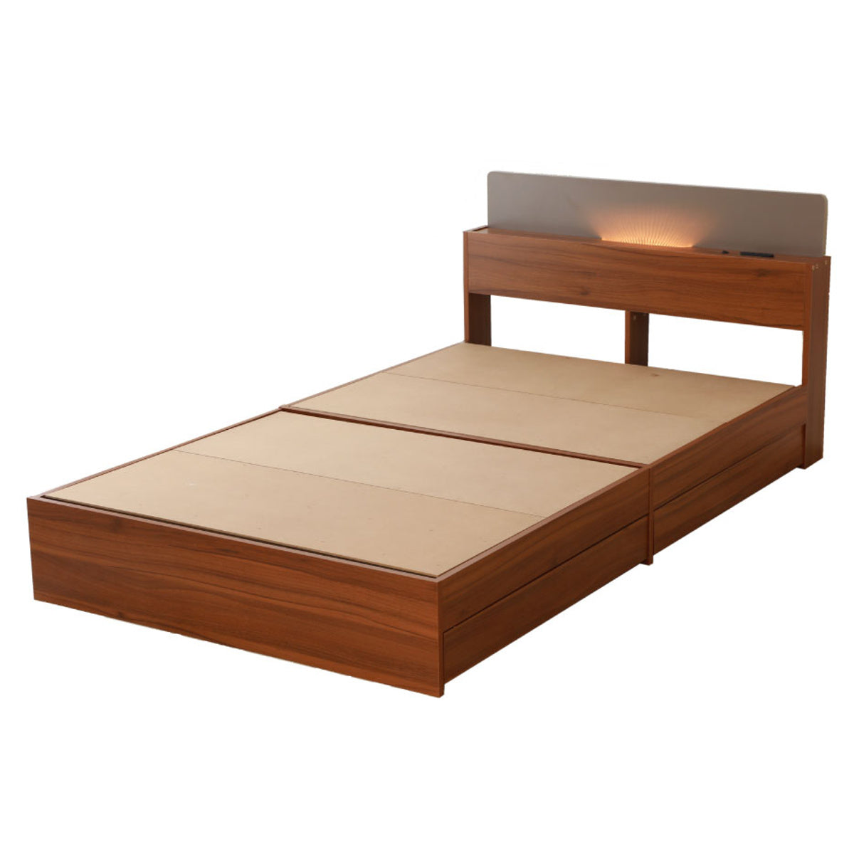 宮、照明付きデザインベッド（セミダブル）】 商品型番：WB-005NSD 宮