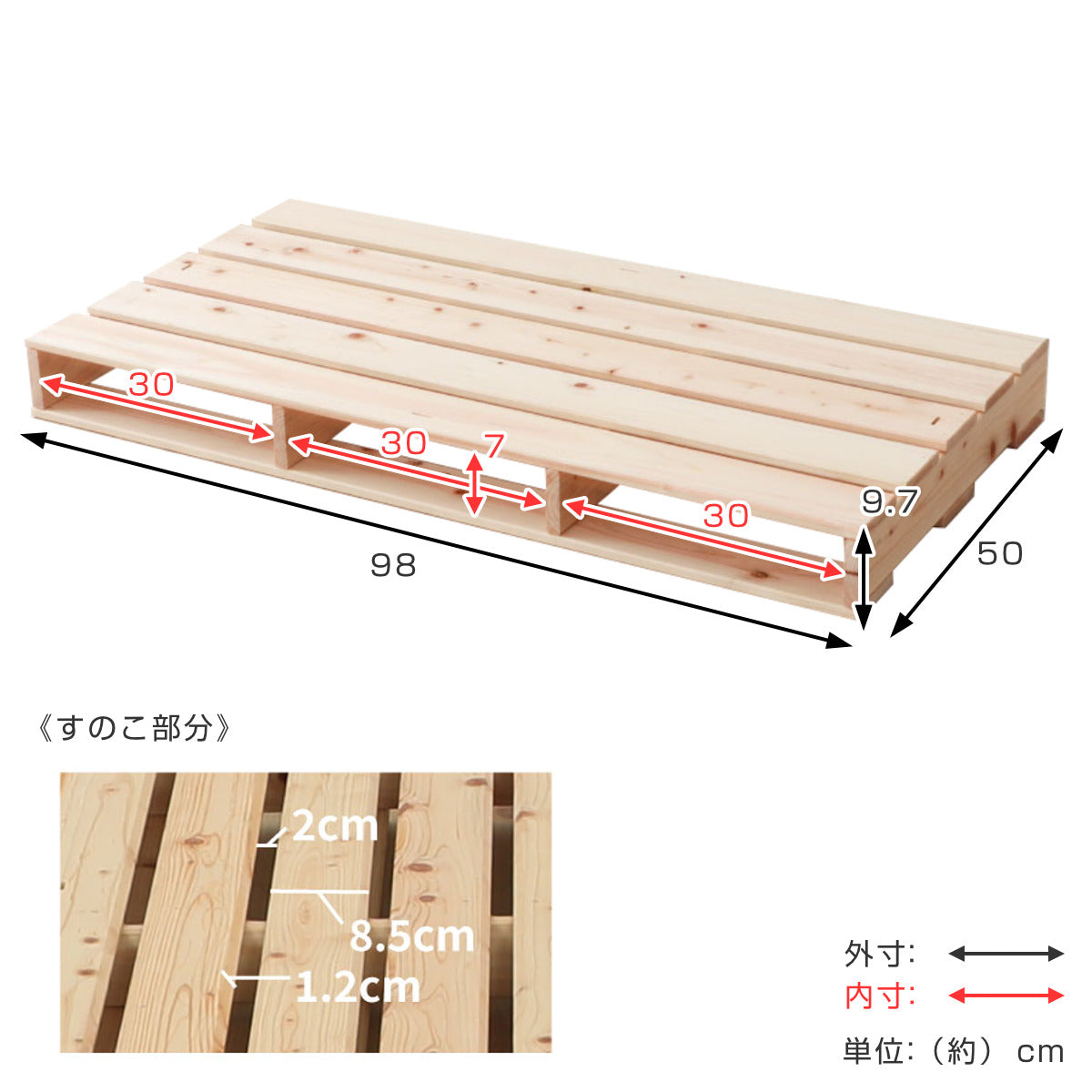 パレットベッド シングルパレット 単品1枚 国産ひのき すのこ 日本製