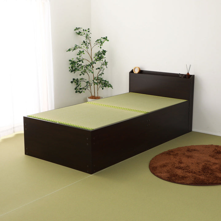 畳ベッドセミダブル宮棚2口コンセント付床下収納簡単組立日本製