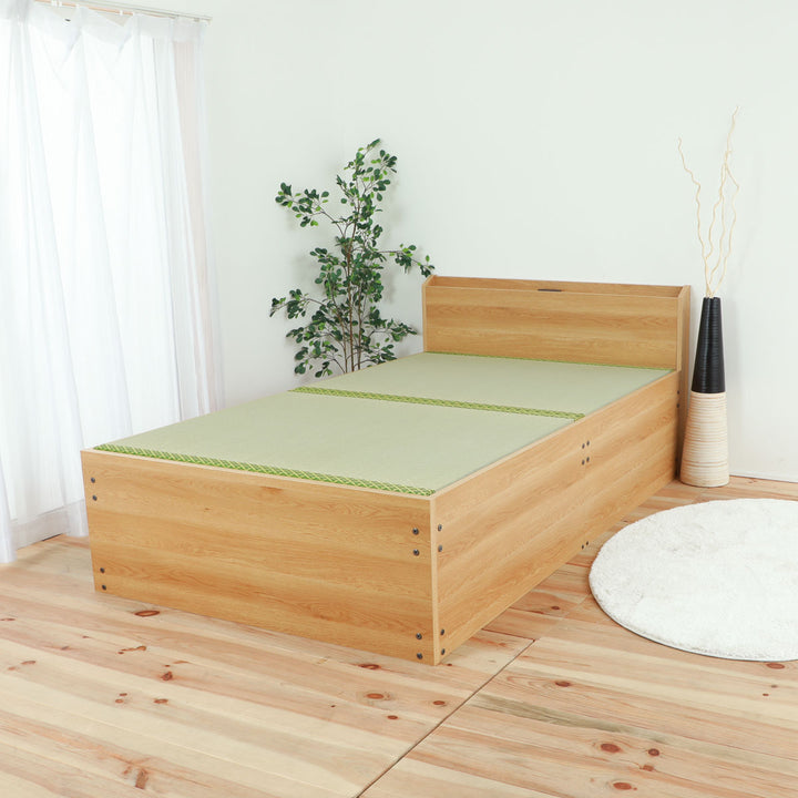 畳ベッドセミダブル宮棚2口コンセント付床下収納簡単組立日本製