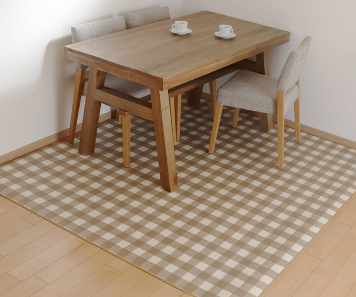 ラグダイニングラグ182×130cmブロックチェックチドリス防炎加工撥水加工