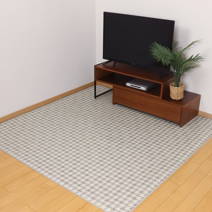 ラグダイニングラグ182×130cmブロックチェックチドリス防炎加工撥水加工