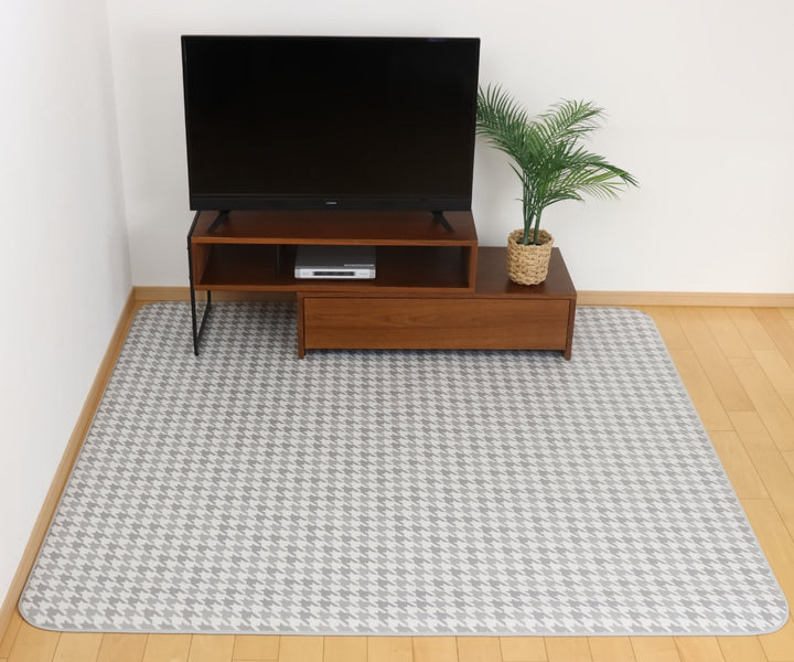 ラグダイニングラグ182×230cmブロックチェックチドリス防炎加工撥水加工