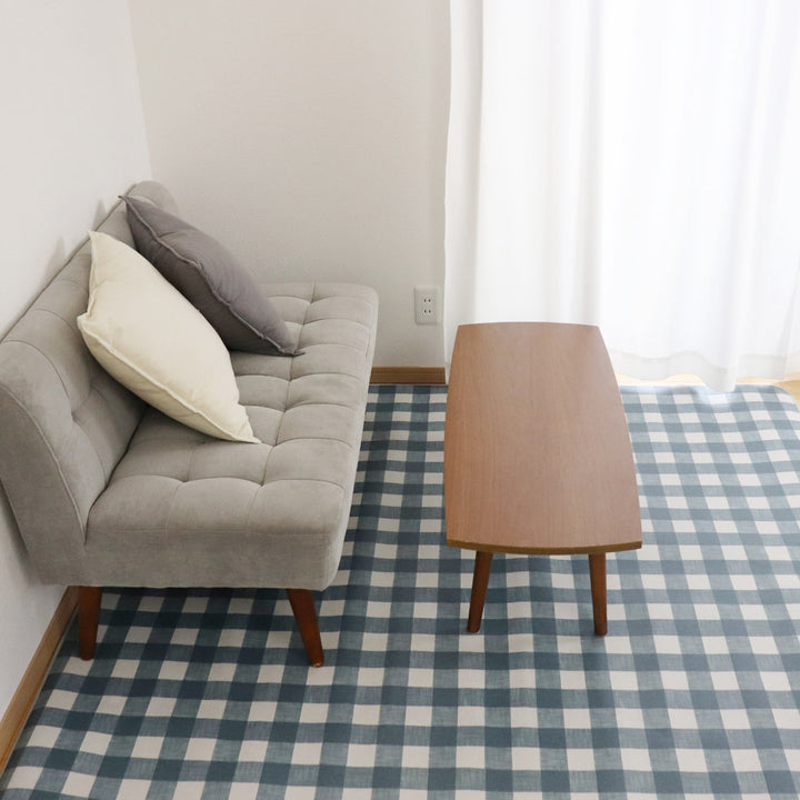 ラグダイニングラグ182×260cmブロックチェックチドリス防炎加工撥水加工