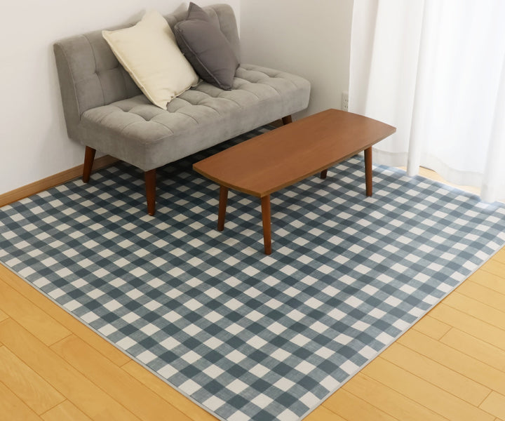 ラグダイニングラグ182×260cmブロックチェックチドリス防炎加工撥水加工