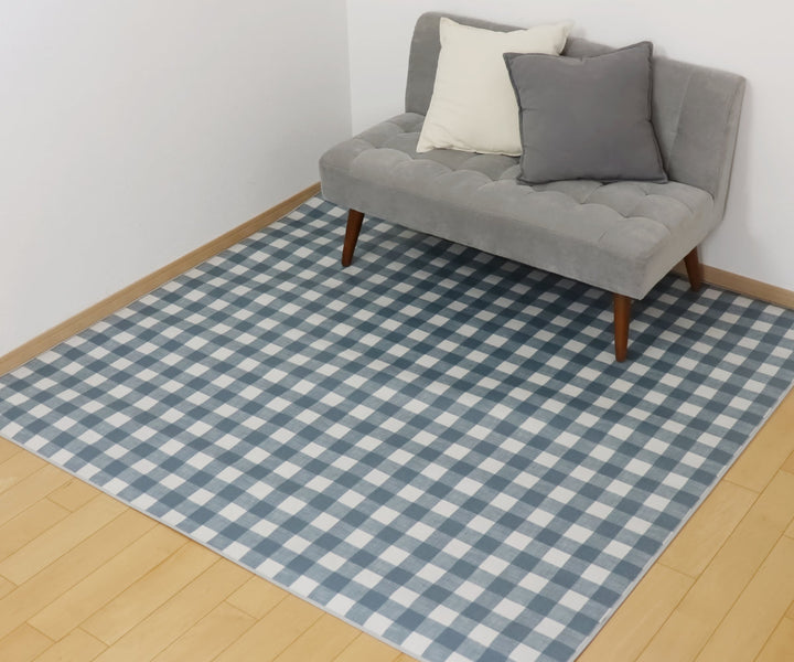 ラグダイニングラグ182×300cmブロックチェックチドリス防炎加工撥水加工