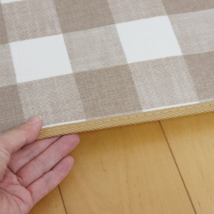 ラグダイニングラグ182×300cmブロックチェックチドリス防炎加工撥水加工