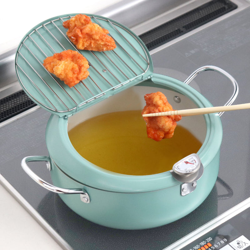 天ぷら鍋24cmIH対応鉄製バット蓋付き温度計付き