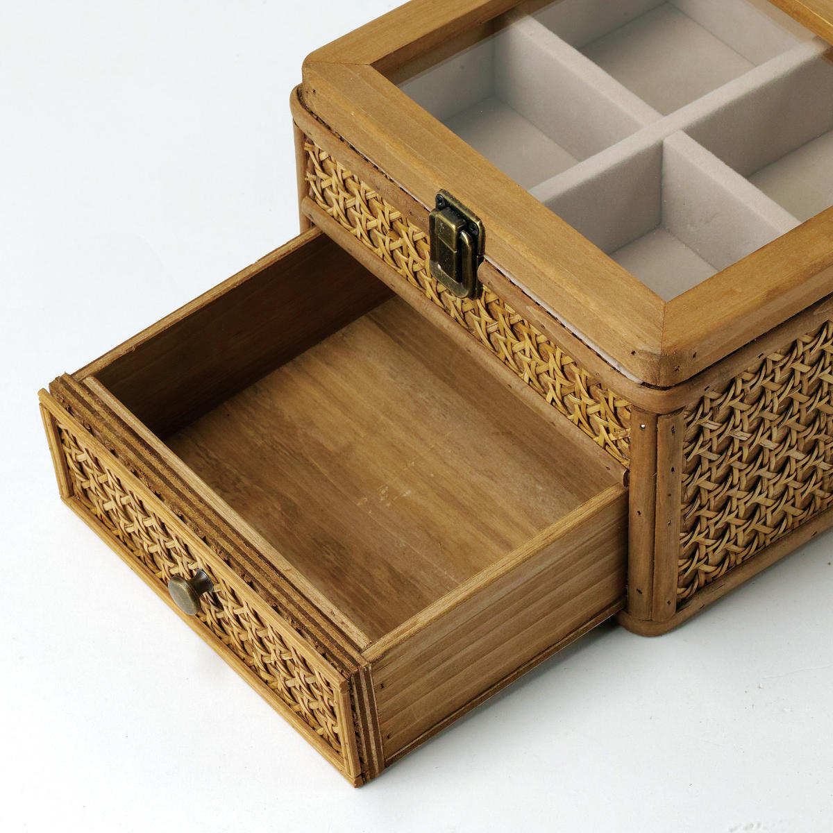 収納ボックス ラタンカントリー 蓋付きアクセサリーボックス 引き出し