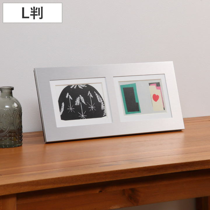 フォトフレームメモリーズアルミ2ウィンドーL判