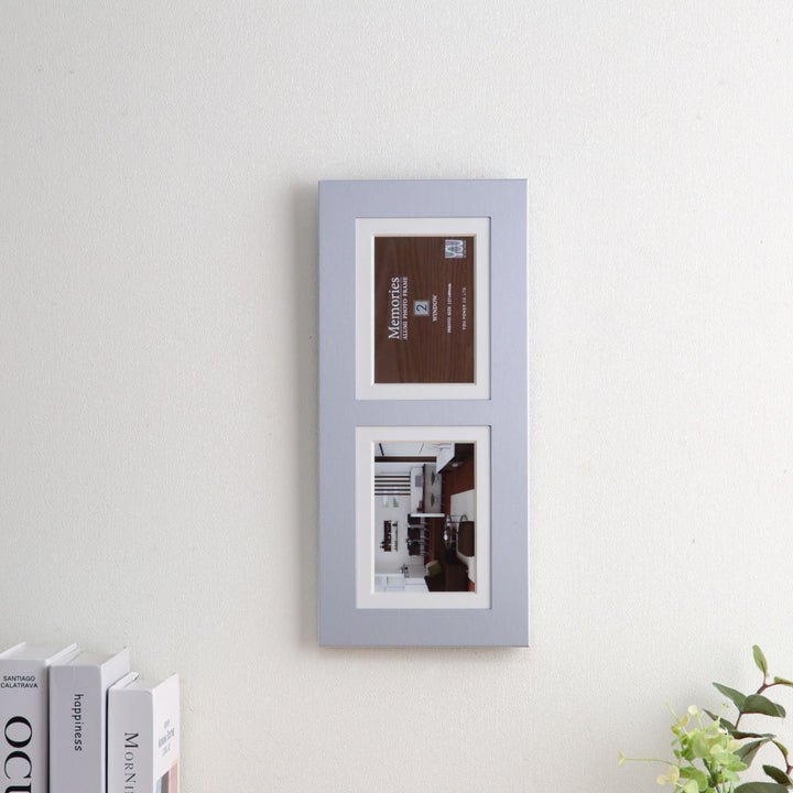 フォトフレームメモリーズアルミ2ウィンドーL判