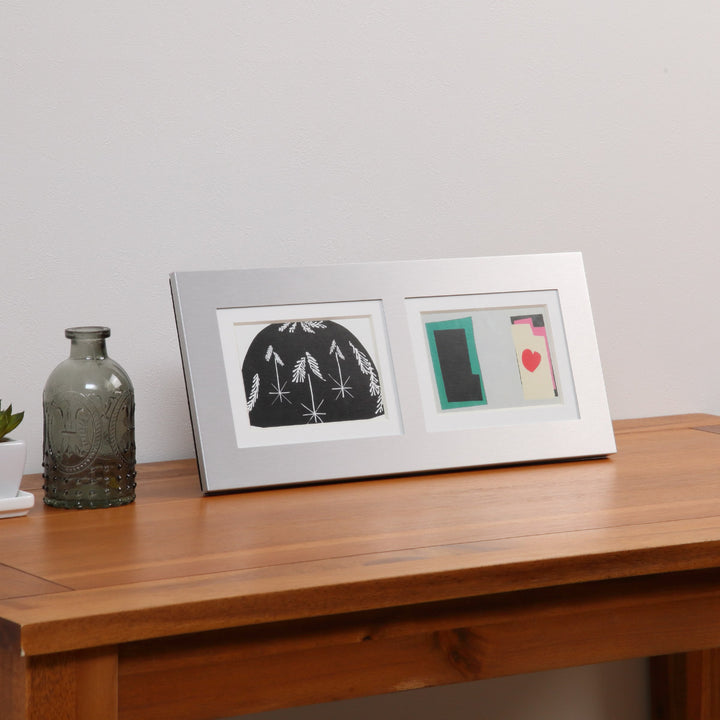 フォトフレームメモリーズアルミ2ウィンドーL判