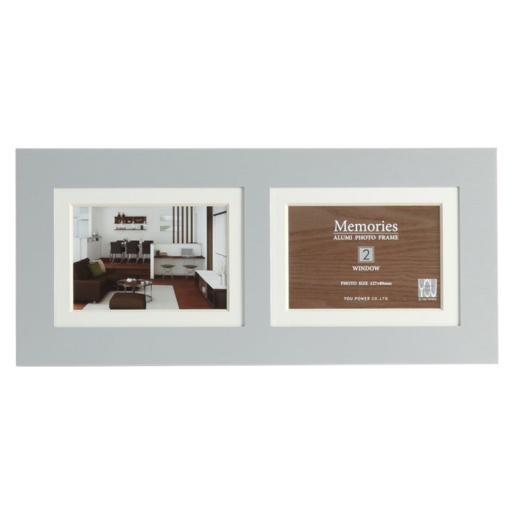 フォトフレームメモリーズアルミ2ウィンドーL判