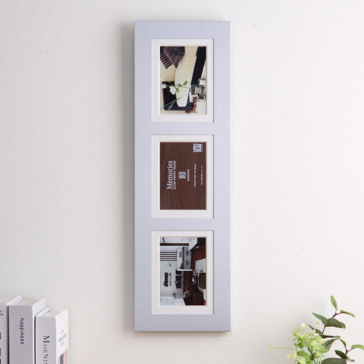 フォトフレームメモリーズアルミ3ウィンドーL判