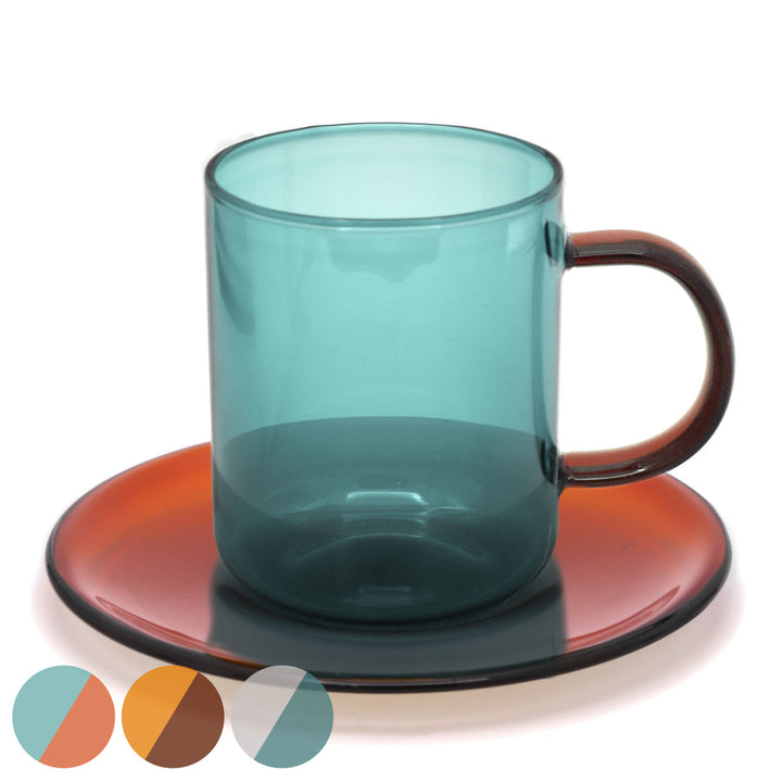 マグカップ&ソーサー400ml耐熱ガラス