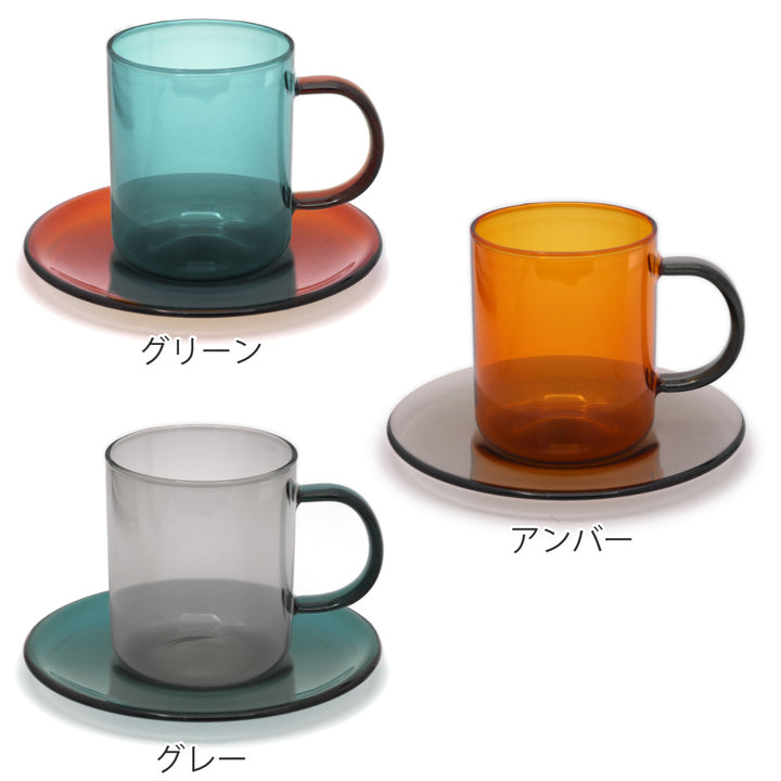 マグカップ&ソーサー400ml耐熱ガラス