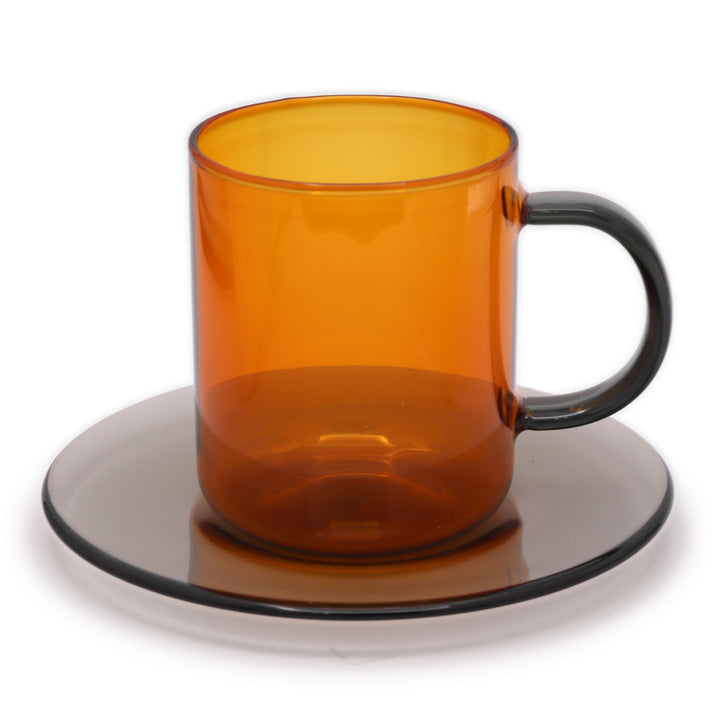 マグカップ&ソーサー400ml耐熱ガラス