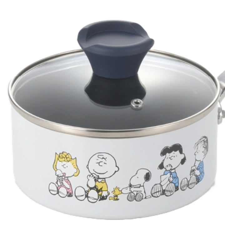 片手鍋16cmIH対応スヌーピーBREAKTIMEガラス蓋付き