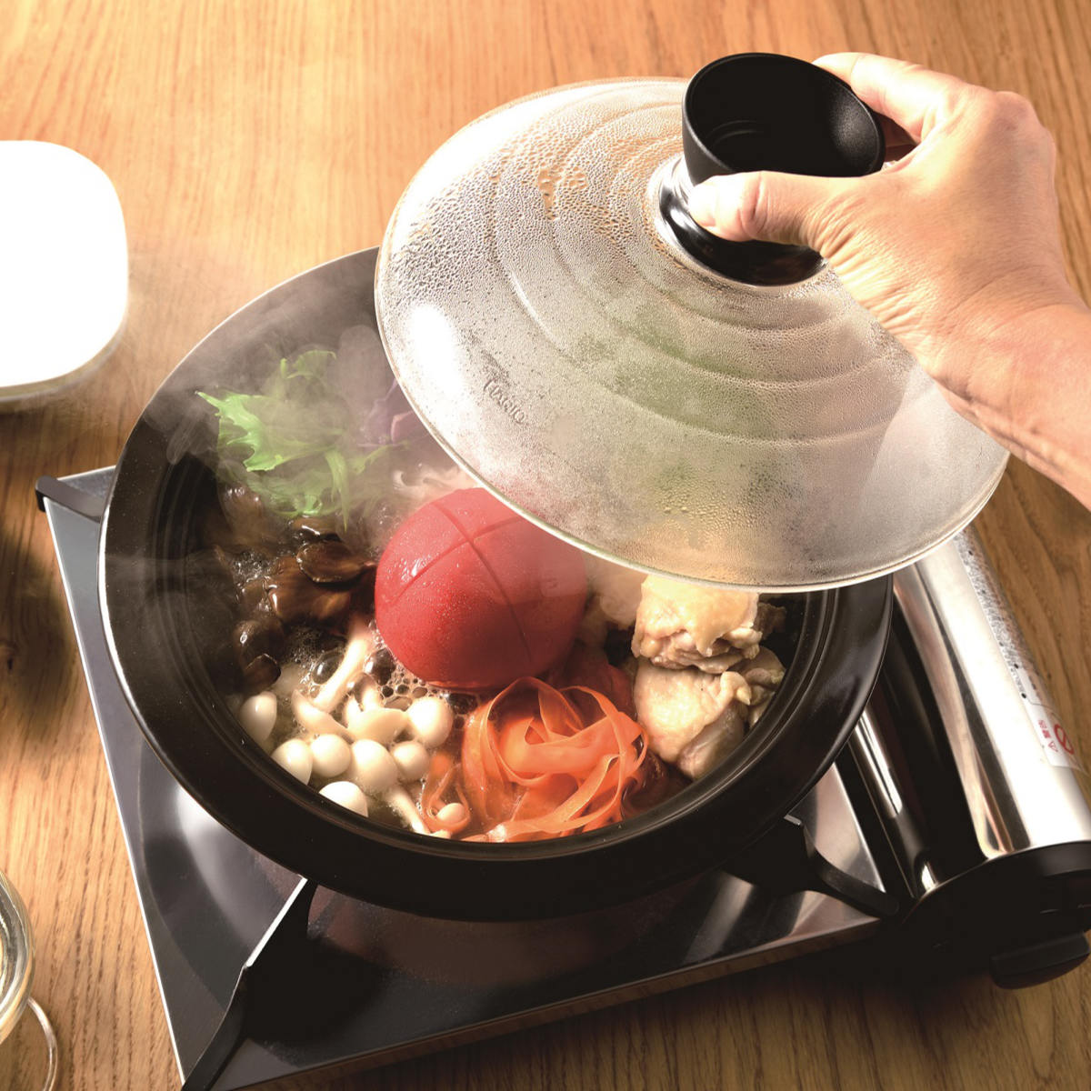 ハリオ フタがガラスの土鍋 9号 ガス火専用 ガラス蓋付き 電子レンジ