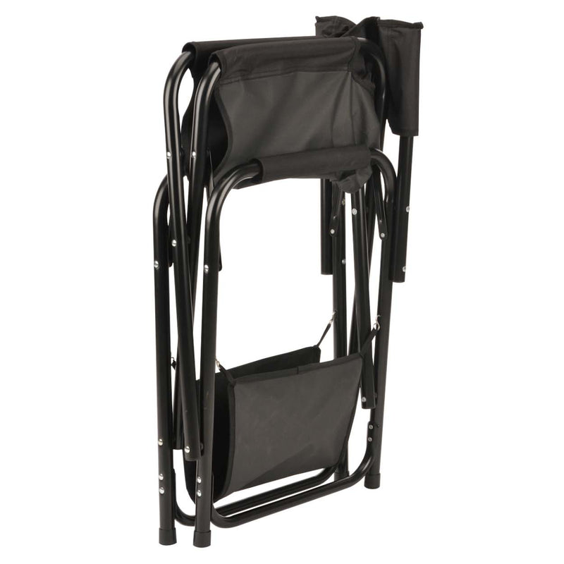 折りたたみ椅子棚モック付きアルミディレクターチェアブラック