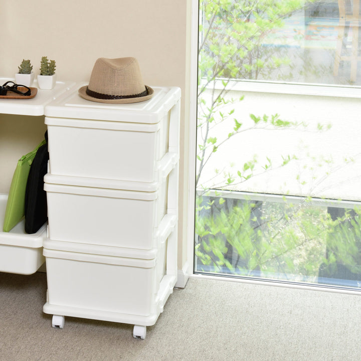 収納ケースシーズユニット3段組み立て式連結できるキャスター付き