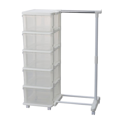 収納ケース シーズユニット 5段 パイプハンガー付き 組み立て式 連結できる キャスター付き