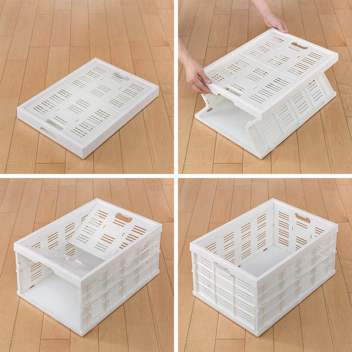 収納ボックスフタ付き折りたたみコンテナ積み重ねプラスチック製幅49.5×奥行35.5×高さ26.2cm