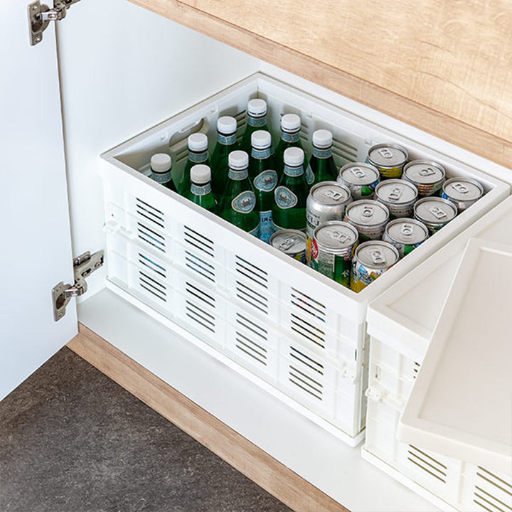 収納ボックスフタ付き折りたたみコンテナ積み重ねプラスチック製幅49.5×奥行35.5×高さ26.2cm