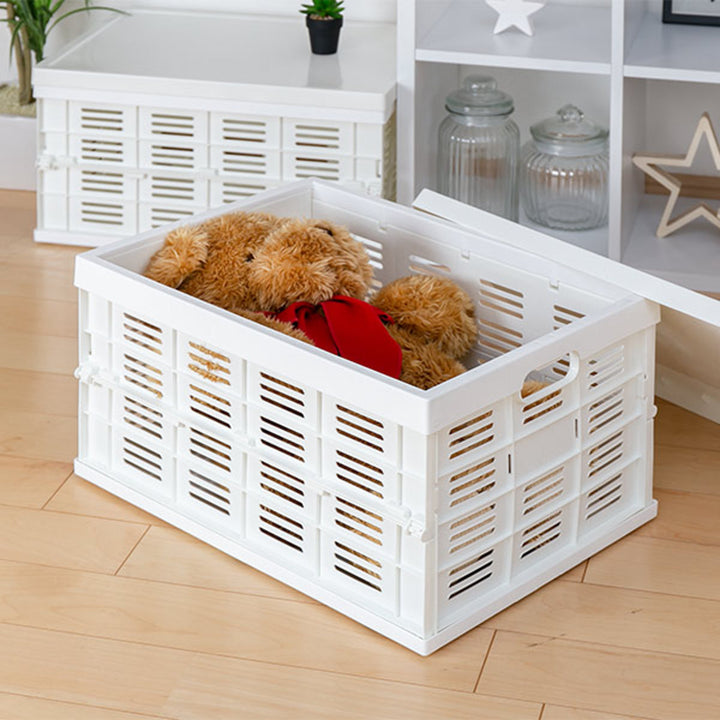 収納ボックスフタ付き折りたたみコンテナ積み重ねプラスチック製幅49.5×奥行35.5×高さ26.2cm