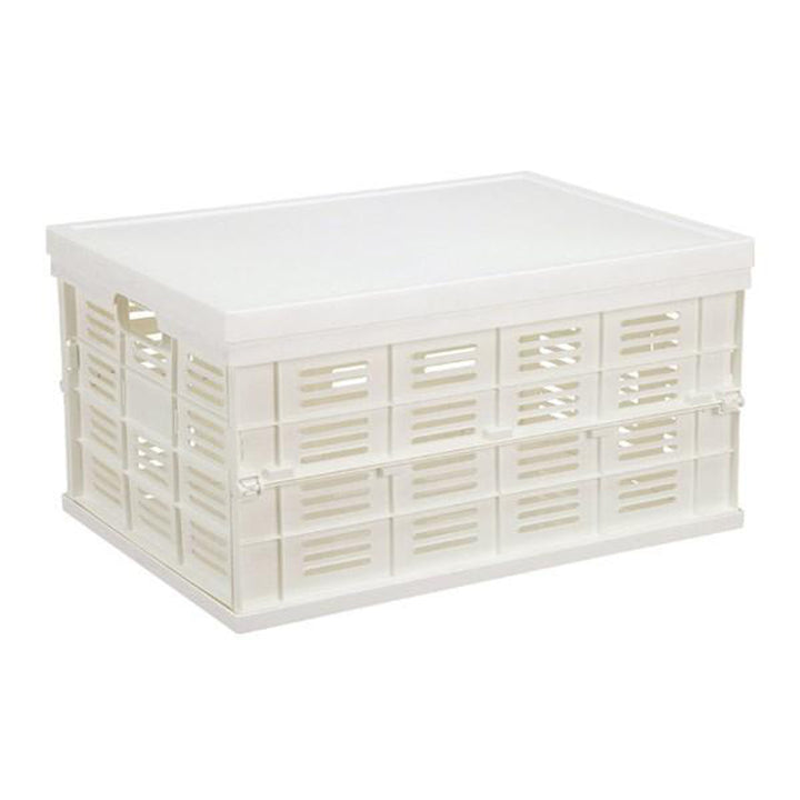 収納ボックスフタ付き折りたたみコンテナ積み重ねプラスチック製幅49.5×奥行35.5×高さ26.2cm